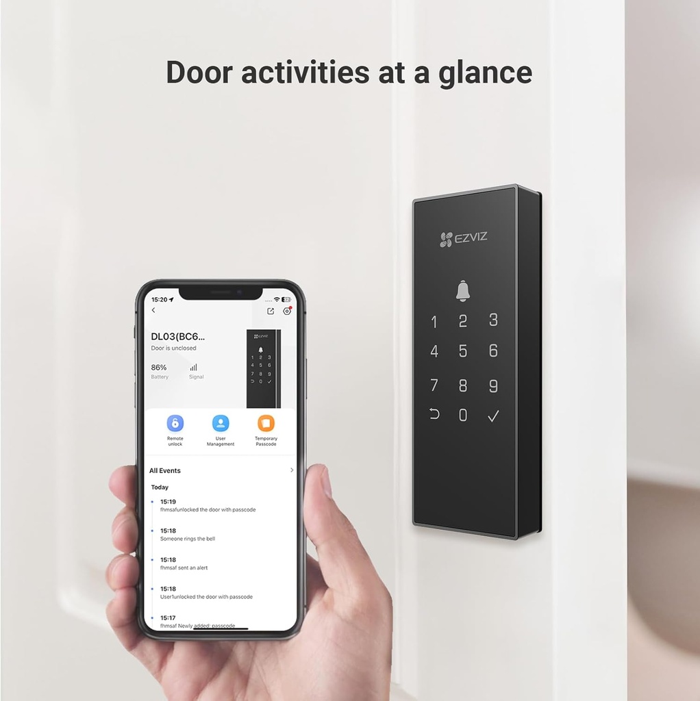 EZVIZ ‎CS-DL03(WP) Smart Door Lock with Built-in Bluetooth and Wi-Fi ...