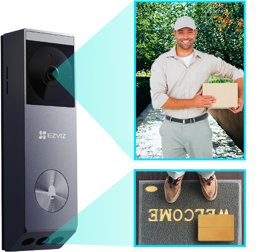 Ezviz EP3x Pro 3K sonnette à double objectif et panneau solaire avec CH1 Chime Sonnette - 5200mAh Batterie,  eMMC 32Go Intégré étanche 