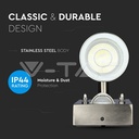Applique murale VT-7622PIR GU10 avec capteur, corps en acier inoxydable, 2 voies, IP44