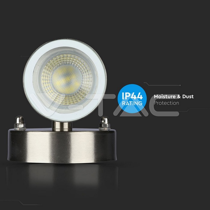 VT-7622 APPAREIL MURAL GU10, CORPS EN ACIER INOXYDABLE - 2 VOIES IP44