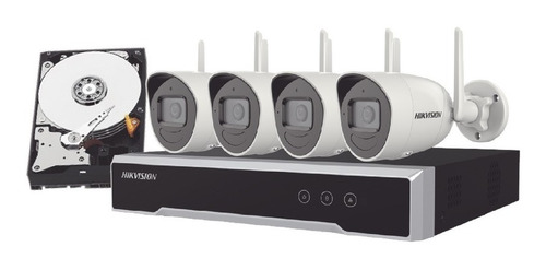 HIKVISION Wi-Fi IP Kit 4 Bullet Cameras 4MP 2.8mm IR 30m + 1 NVR Wi-Fi 4 Channels + 1 Hard Disk 2 TB