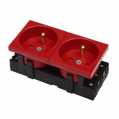 DOUBLE 45X45 ELECTRICAL SOCKET RED