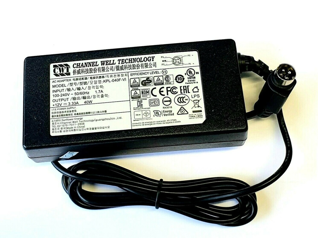 KPL-040F-VI 12V 3,33A DC 12V/3A stroomadapter voor DVR/NVR + CON-DC-HIK 4pin DC Converter