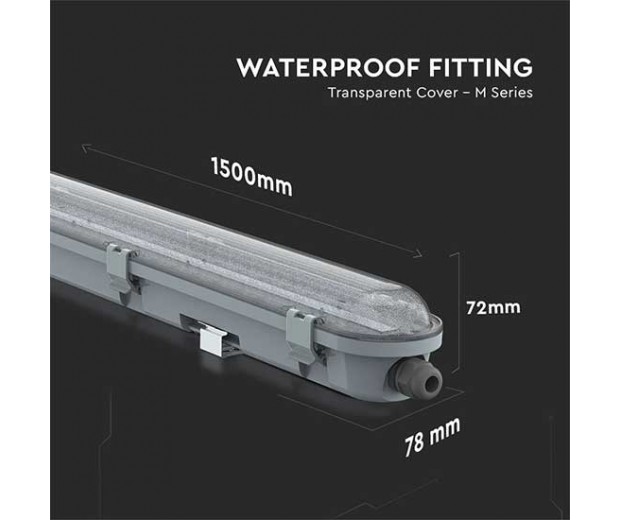 VT-150048 48W LED WATERPROOF FITTING 150CM SAMSUNG CHIP-TRANSPARENT COVER