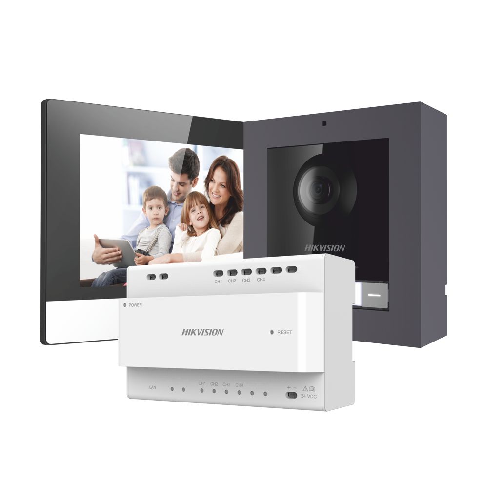 Hikvision DS-KIS702 2-Wires IP video intercom kit 1x call button - 7Inch Touch WIFI Monitor