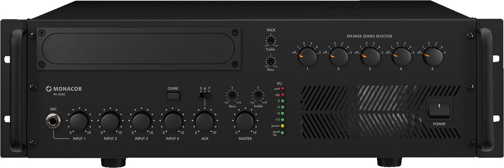 Monacor PA-5480 5-zone mono PA mixing amplifier 480W