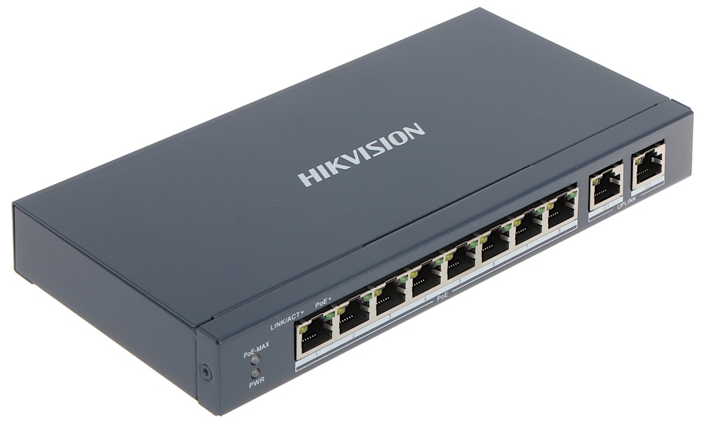 HIKVISION DS-3E0310P-E/M 8 × 10/100Mbps PoE ports, and and 2 × Gigabit RJ45 port Unmanaged POE Switch 65W