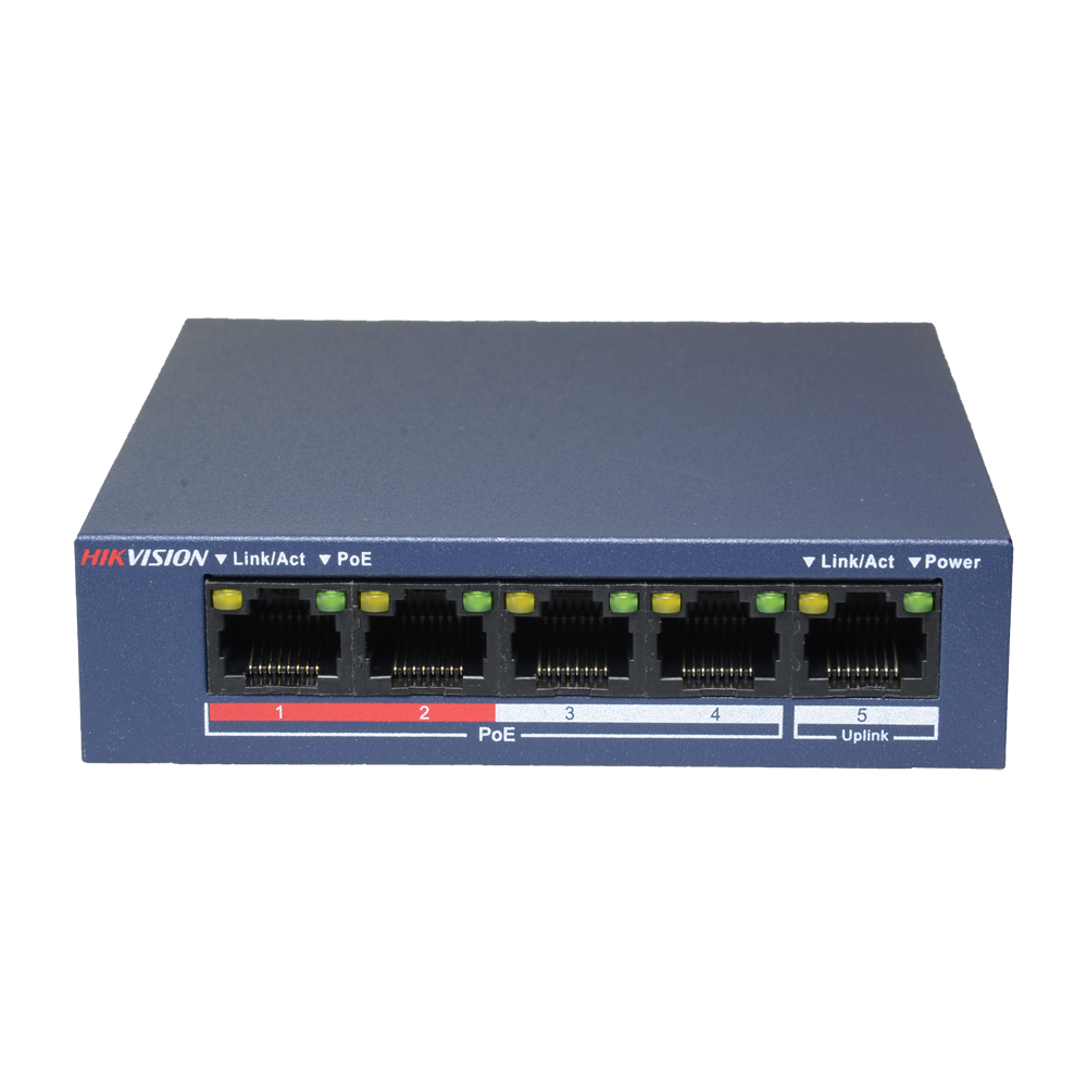 Hikvision DS-3E0105P-E/M(B) SUnmanaged POE Switch  4 ports PoE 10/100Mbps + 1 port Uplink (RJ45)  35W