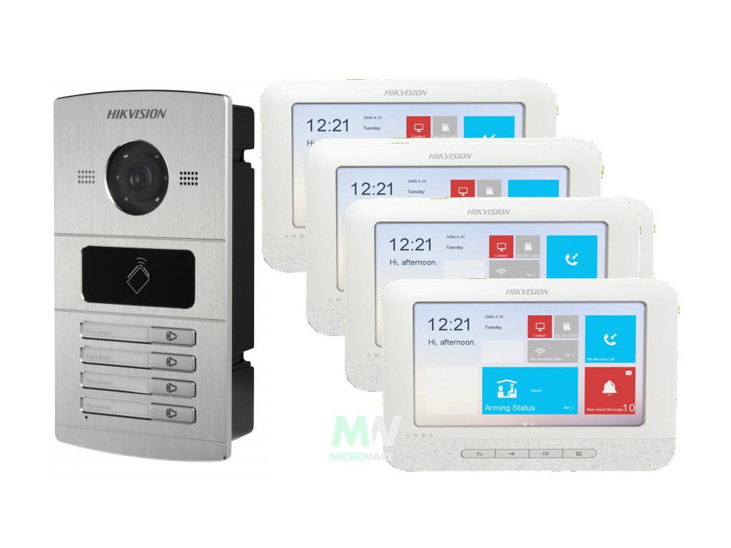 HIKVISION DS-KV8402-IM-SET  IP-Intercom 4 Buttons - 4x 7&quot; IP Monitors