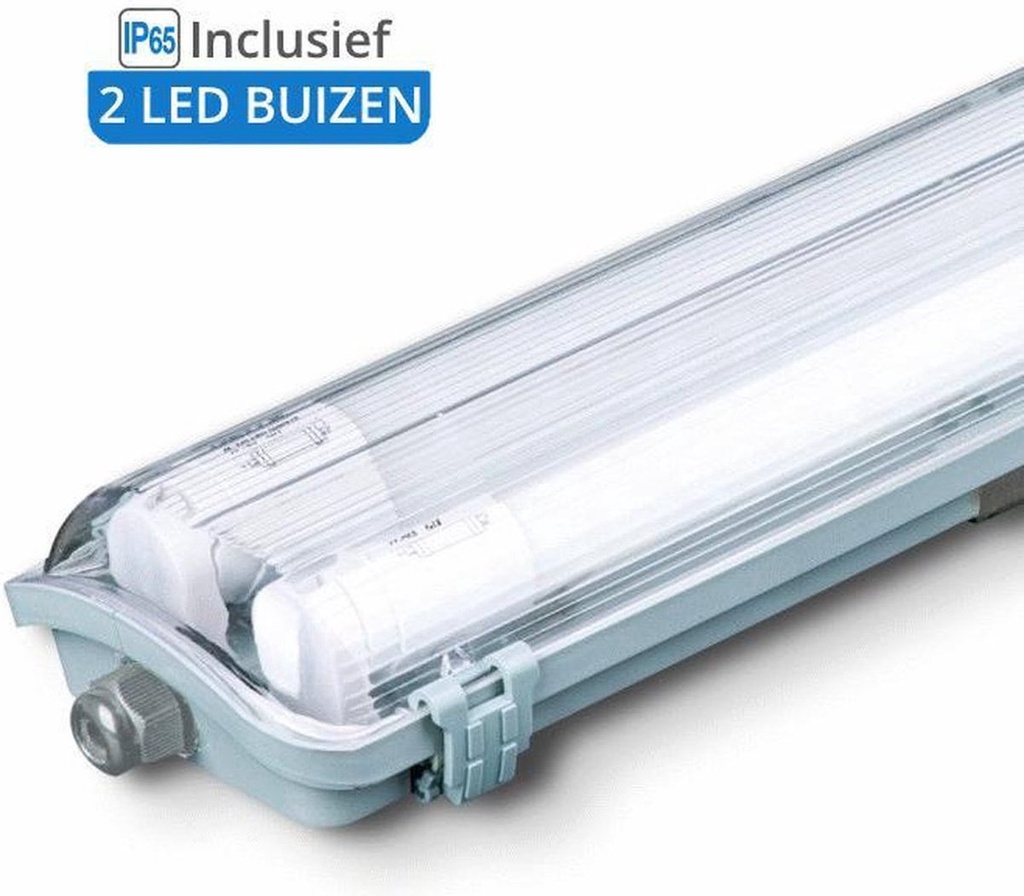 AV-LIGHT AV-12022 2x18W - 120 lm/W Buis Led Armatuur 120cm x2 IP65 - Geassembleerd ABS+PS