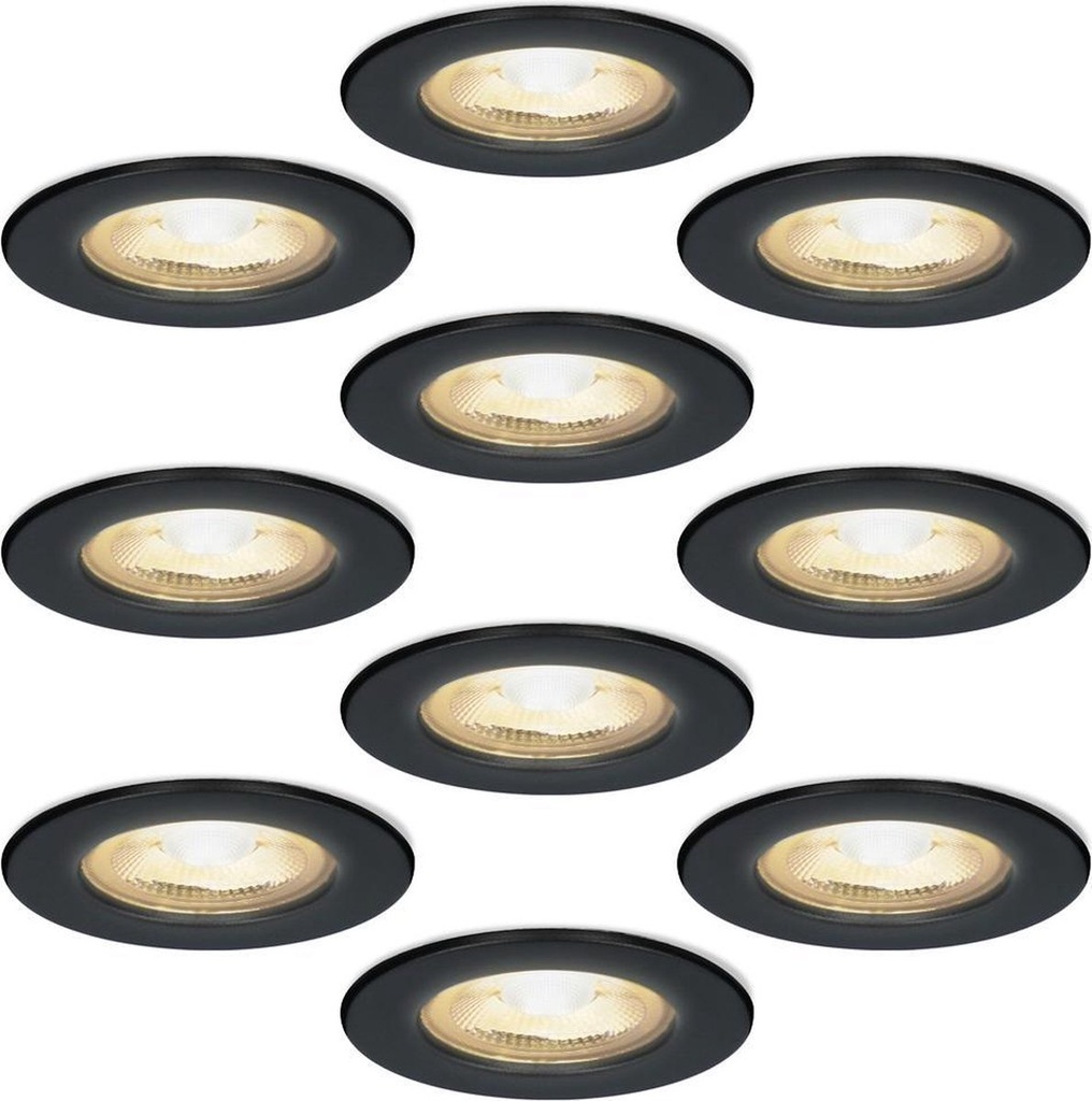 ELMARK 9251R/BL-SET Noir Set de 10 spots encastrés LED dimmables avec spot 6 Watt inclinable - Decoupe 70mm