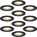 ELMARK 9251R/BL-SET Noir Set de 10 spots encastrés LED dimmables avec spot 6 Watt inclinable - Decoupe 70mm (3000K)