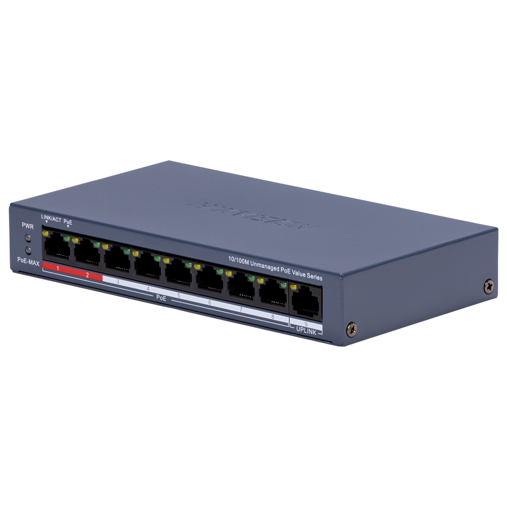 DS-3E0109P-E/M POE Switch 8 ports 10/100 Mpbs + 1 port Uplink (RJ45)