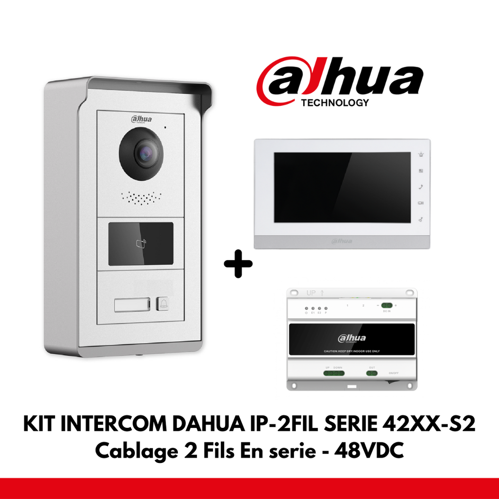 Dahua Villa Kit Module 1x Buttons IP - 2 Wires - Card Reader 48VDC + 7&quot; Color Monitor 
