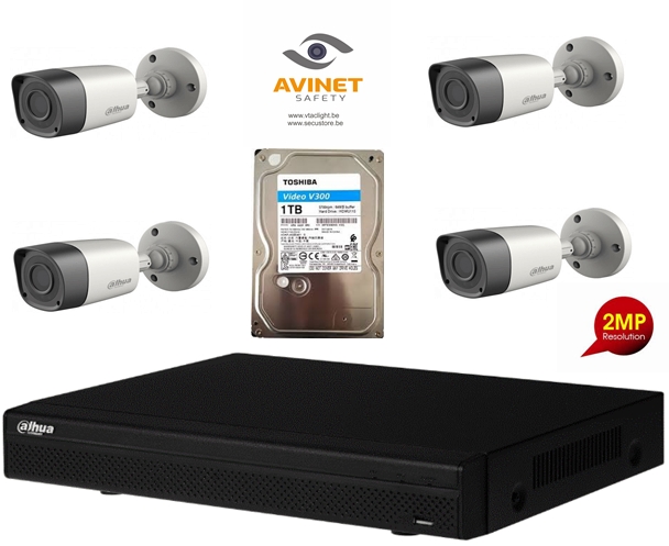 DAHUA 4CH KIT CCTV HDCVI 2MP  DVR 4CH &amp; 4X Camera Indoor/Outdoor Bullet 2MP - HD 1TB
