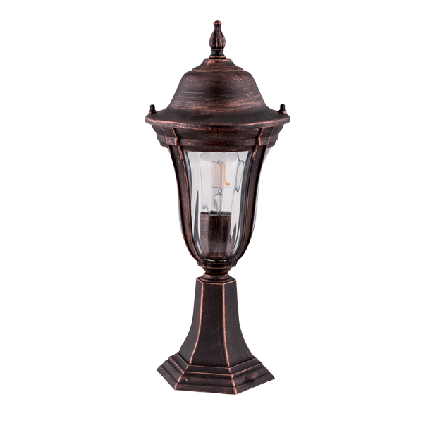ELMARK 96204MF/BRB - MARK 204 LANTAARNSTANDAARD 1XE27 ZWART ROOD MESSING H490