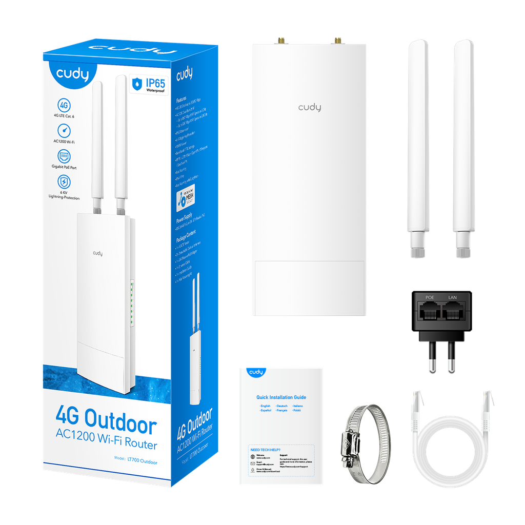 Cudy LT700 Outdoor_EU Routeur Gigabit Wi-Fi extérieur 4G LTE Cat 6 AC1200