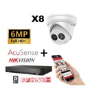 [IPSET-HK-ACC6M-8DW] Hikvision IP-Kit 8x Camera 6MP  IR / Acusense G2 Serie - 8x DS-2CD2363G2-IU Audio Turret Camera - recorder NVR 8channel DS-7608NXI-K1/8P - 6TB Hard Disk installed (White)