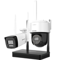 Kit HIKVISION NKS424W03H IP Wi-Fi 4MP H.265 : une caméra bullet et une caméra PTDome WiFi NVS (carte microSD en option).