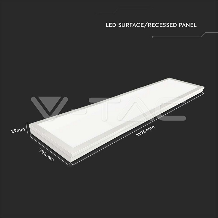 VT-6147 40W Panneau rétroéclairé LED 1200x300mm 2 en 1, encastré et en surface Pack 6pcs
