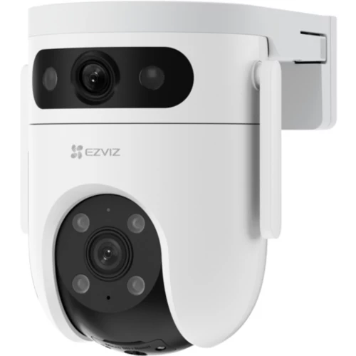 Ezviz H9C 3K (5MP + 5MP) met 2 lenzen (vaste groothoeklens en bewegende zoomlens) en hoge resolutie. Kleurennachtzicht, persoonsdetectie, sirene en tweerichtingsaudio.