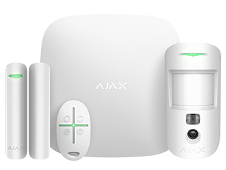Ajax Hub2kit wit, hub 2 met IP en 2xGSM, PIRCAM, magnetische detector, afstandsbediening