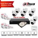 DAHUA Smart Dual Light Active Deterrence WizSense-serie 30m IP-camerakit - 8 x 5 megapixel 2,8 mm camera's + 8-kanaals POE NVR + 4 TB