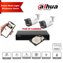 Dahua AI-WizSense IP Video Surveillance Kit – Up to 8x 5MP Bullet Cameras (IPC-HFW2549-S-PV-2.8mm, White, Smart Dual Illumination, Sound and Light Alarm) + 8-Channel WizSense PoE NVR – Pre-installed 4TB Hard Drive.