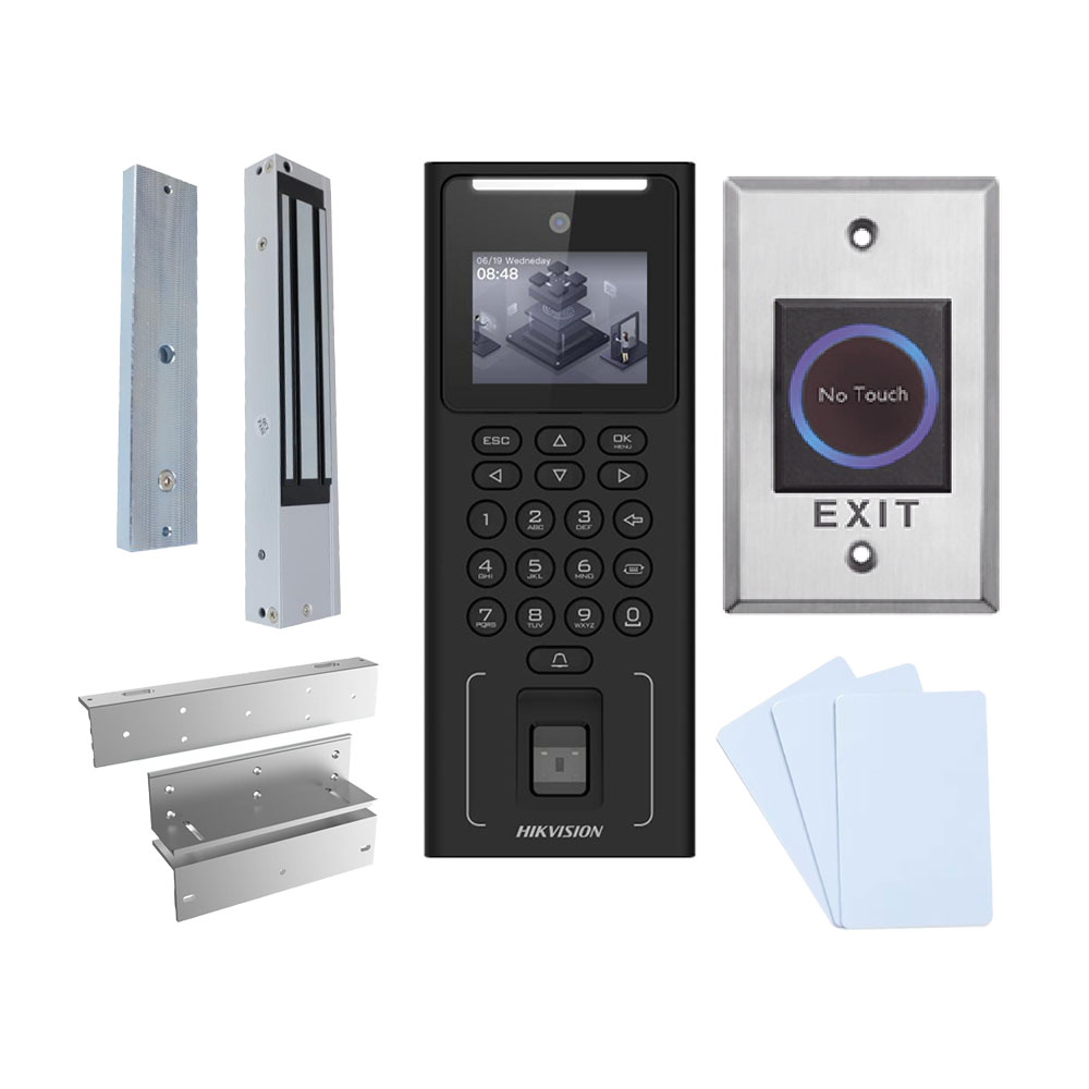 Hikvision DS-K1T321MFWX-KIT - Kit Access Control Access Control and Time &amp; Attendance Terminal Facial, Fingerprint, MF Card and PIN - TCP/IP, USB and RS485 2.4" TFT | Integrated Controller iVMS-4200 | Hik-Connect