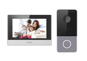 Hikvision DS-KIS603-P(C) - Kit interphone vidéo IP PoE avec 1 bouton d'appel - Montage en surface - Moniteur tactile Wi-Fi 7 pouces
