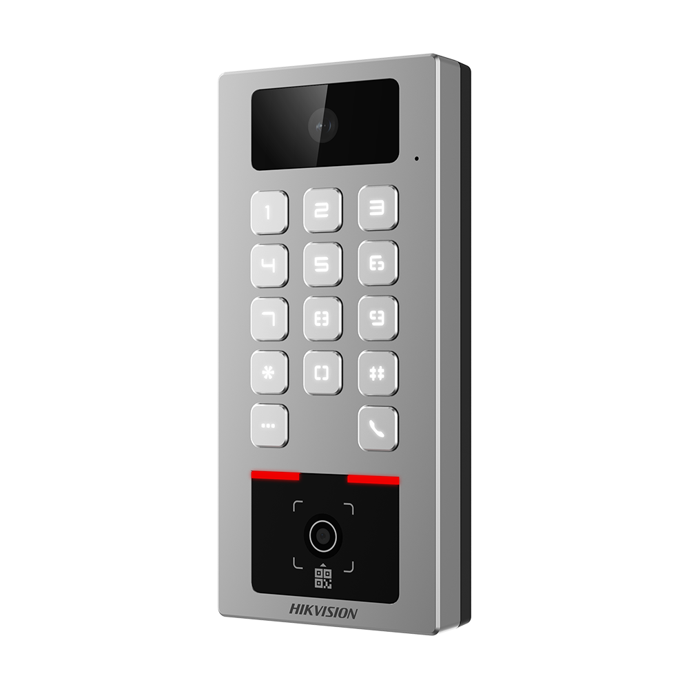 Hikvision DS-K1T502DBWX-CQR contrôle d'accès autonome avec lecteur de cartes, clavier et QR-code, iVMS-4200 | Hik-Connect