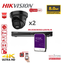 HIKVISION Acusense Surveillance Camera Set Up to 8x - Smart Hybrid Lighting - 4K-8MP Black IP Turret Camera with Active Strobe Light and Audio Alarm - Dual Microphones - Acusense NXI Series 8x Channel NVR with PoE for up to 8x IP Cameras - Hard Disk 4Tb Preinstalled