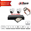 Dahua AI-WizSense IP Video Surveillance Kit – Up to 8x 5MP Turret Cameras (IPC-HDW2549-S-PV-2.8mm, White, Smart Dual Illumination, Sound and Light Alarm) + 8-Channel WizSense PoE NVR – Pre-installed 4TB Hard Drive.