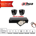 Dahua WizSense 8MP 4K IP-cameraset (zwart) – Tot 8x zwarte Turret IP-camera's, 8-kanaals PoE-NVR &amp; 6TB HDD