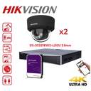 HIKVISION IP AcuSense 4K Video Surveillance Kit – 8 MP – Up to 8 cameras – PoE – 4TB HDD – Black DS-2CD2183G2-LI2U IP 4K 8 MP Dome cameras with Smart Hybrid Light, active deterrence, and audio.