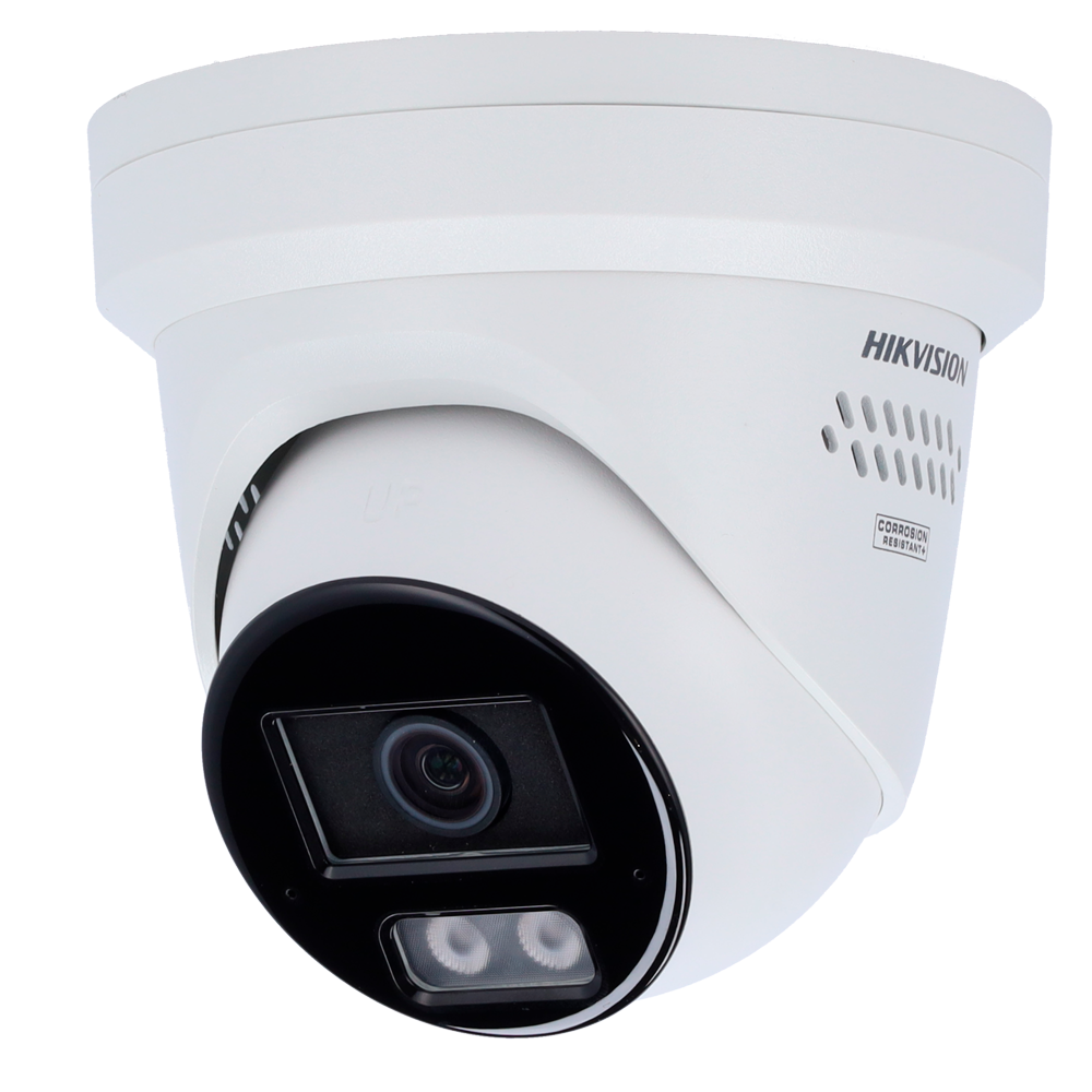 Hikvision DS-2CD23126G3-IS2UY/SL  2,8 mm - 12 MP Acusense vaste turret Wit netwerkcamera met flitslicht en hoorbaar alarm