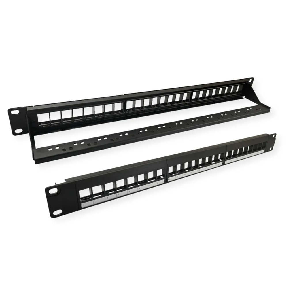 Keystone 19'' leeg patchpaneel Cat.5/Cat.6/Cat.6a, 24 poorten, UTP, zwart