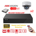 Kit IP Hikvision – caméras infrarouges 6MP / Série Essential – Caméras dôme DS-2CD1163G2-LIUF (technologie Dual Light, portée IR 30 m, audio intégré) – Enregistreur NVR 8 canaux DS-7608NXI-K1/8P – Disque dur de 2 To inclus Max 8 caméras