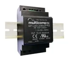 MULTICOMP PRO  Rail DIN AC/DC (PSU), 120 à 370VDC, ITE, 1 output  60 W, 24 VDC, 2.5 A MP-LI60-20B24PR2