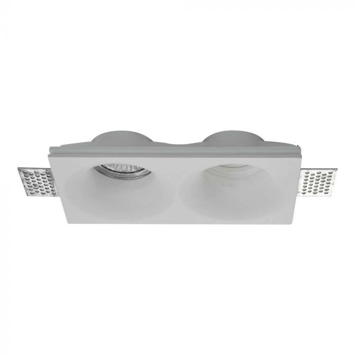 V-TAC VT-11012 Rectangular Recessed LED Spotlight Holder in Plaster for 2 GU10/GU5.3 Spotlights White
