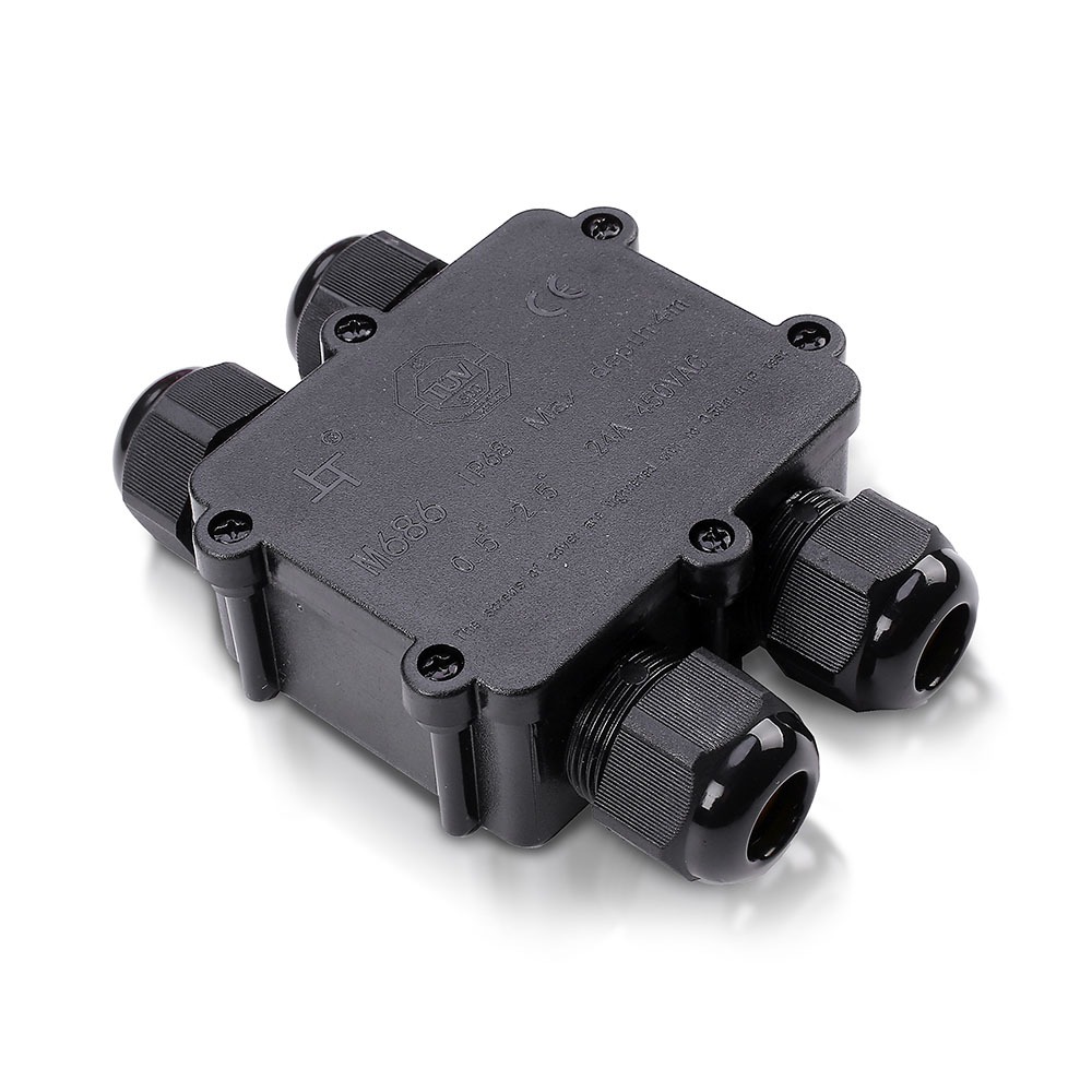 Bornier étanche noir à 4 broches VT-871 - Diamètre du câble (8-12 mm), IP68