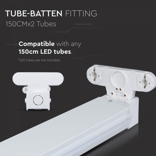[6057] VT-15021  LED TUBE FITTINGS 150CMx2 BATTEN FITTING IP20