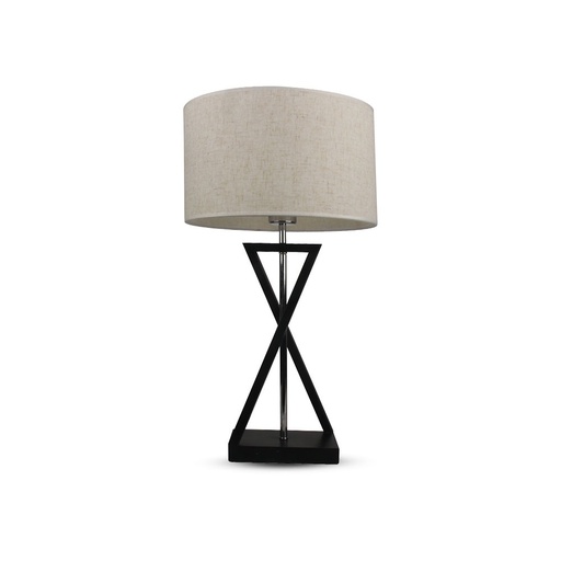 [40391] VT-7713 DESIGNER TABLE LAMP WITH IVORY LAMP SHADE-ROUND,BLACK BASE+SWITCH E27 HOLDER-WHITE+BLACK