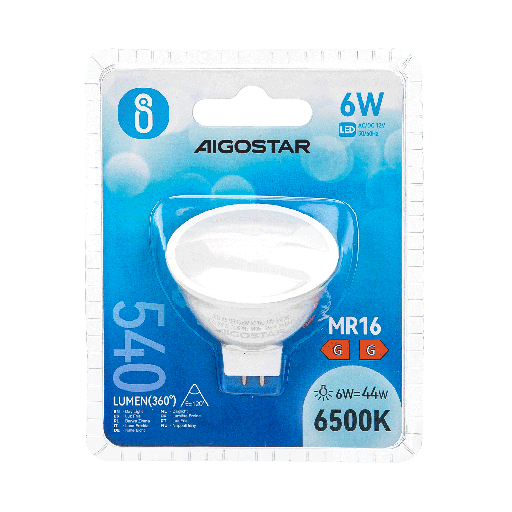AIGOSTAR Spot Lampe MR16 6W AC/DC12V 120'D