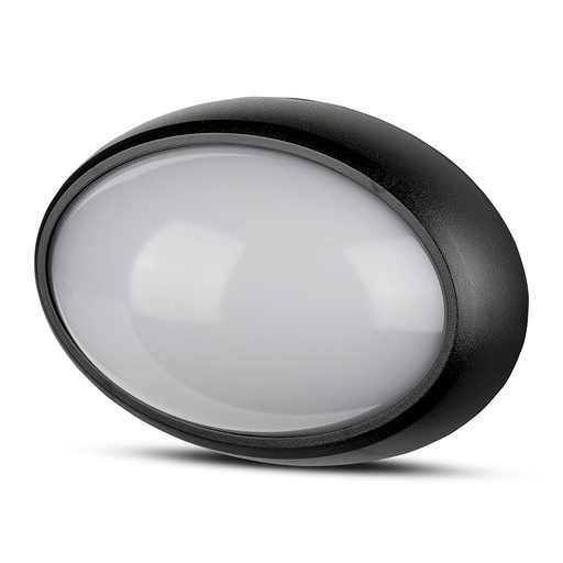 [1269] VT-8010 12W VOLLEDIG OVALE IP54 KOEPELVERLICHTING ZWARTE BEHUIZING 6400K