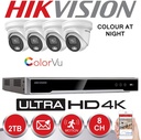 HIKVISION IP Surveillance Kit 4x Colorvu G1 Pro IP Camera's 4 MP Vaste Lens IR 30M + NVR HIKVISION 8 Ch - harde schijf Voorgeïnstalleerd 2TB