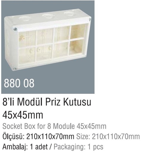 [DLX-88008] SOCKET BOX FOR 8 MODULE 45x45
