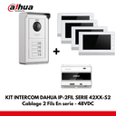 Dahua Apartment Set 4x IP Interface Buttons - 2 Wires - 48VDC + 4x 7" Color Monitor - Serial Wiring