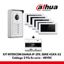Dahua Apartment Set 5x IP Interface Buttons - 2 Wires - 48VDC + 5x 7" Color Monitor - Serial Wiring