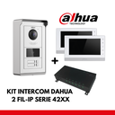 Dahua Apartment Kit 2x IP Interface Buttons - 2 Wires - 24VDC + 2x 7" Color Monitor - Surface or recessed mounting